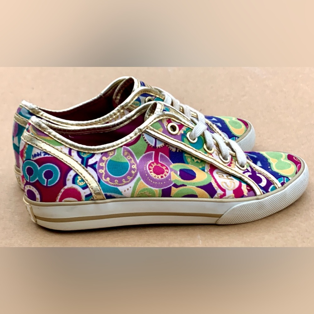 Women's 5.5 B Multi Colored Canvas COACH DEE 1941 Sneakers - Picture 9 of 16